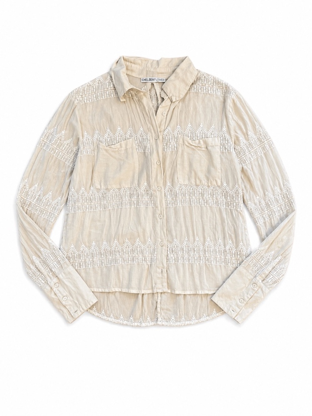 Chelsea Flower Cream Embroidered Button-Up Blouse
